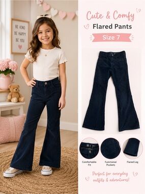 GAP Kids Girls Size 7 Navy Flare Pants Stretch Bootcut